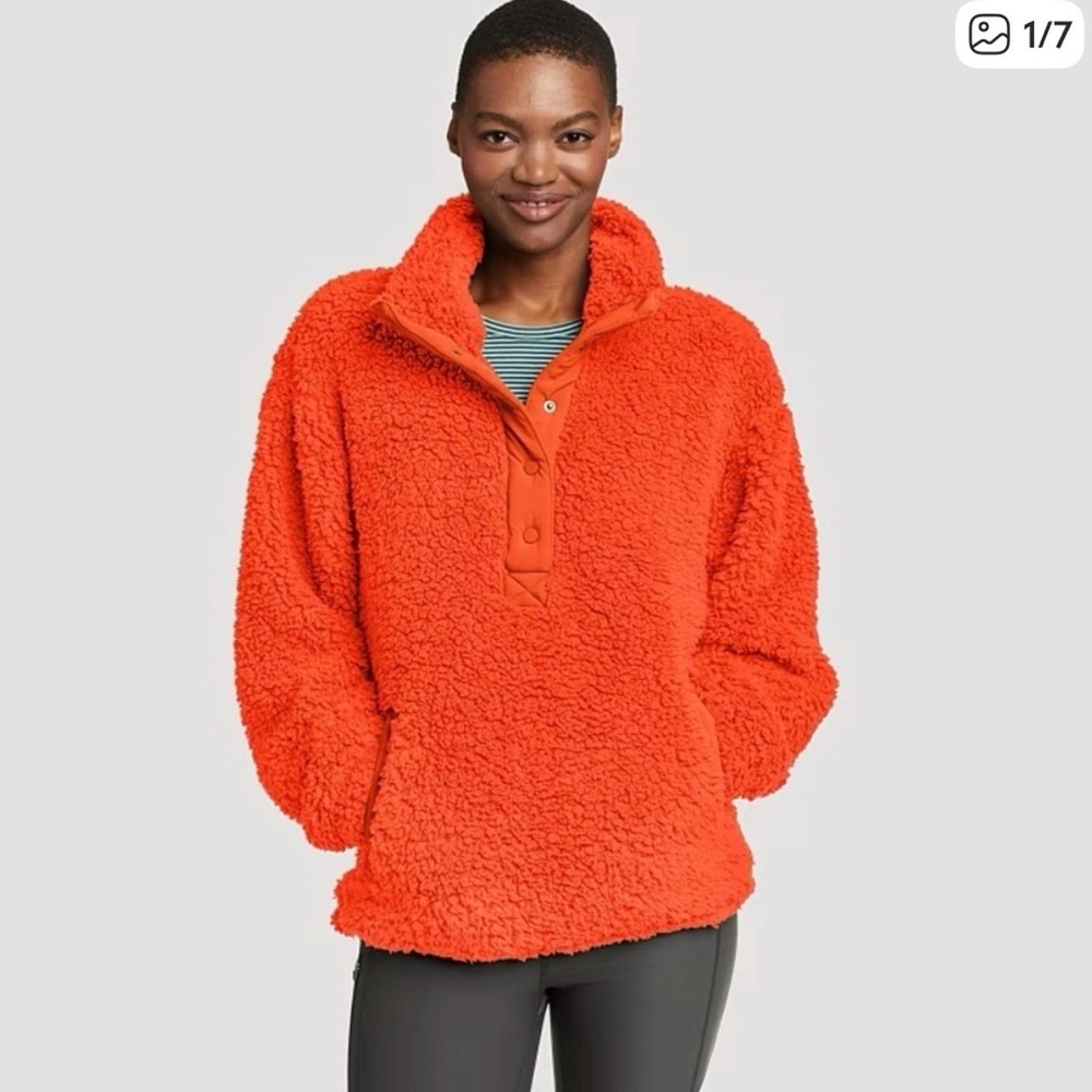 Eddie Bauer Women's Fireside Plush Fleece Snap Pullover Sweatshirt XXL